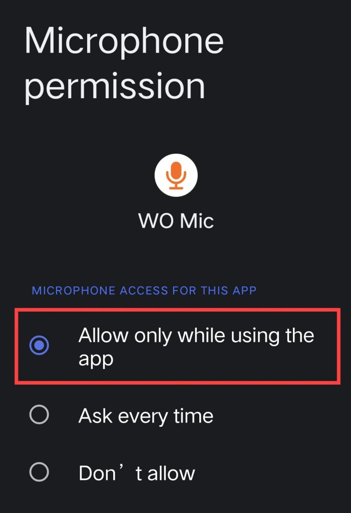 WO Mic Not Working on Android 3